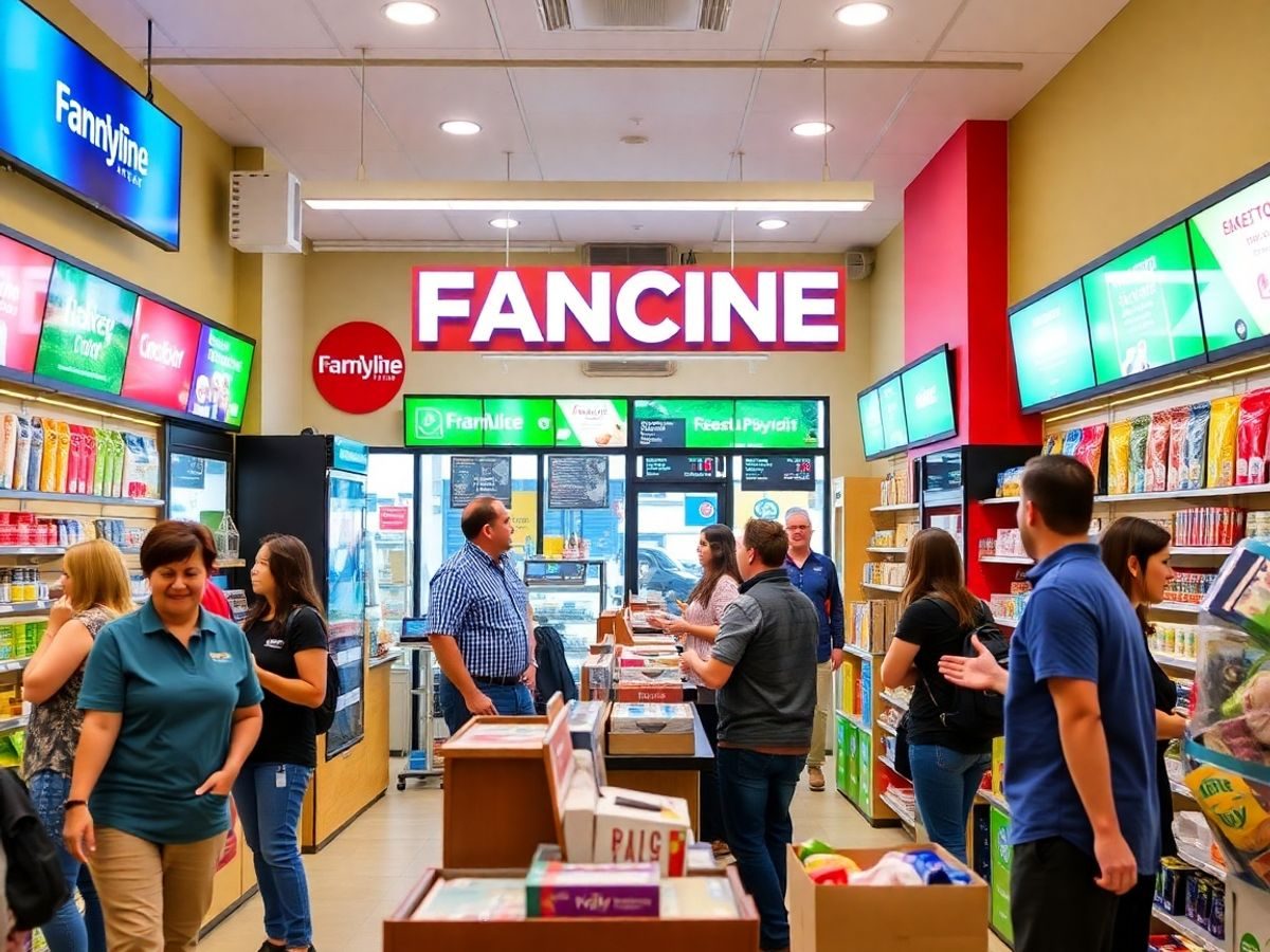 Fotografie a unei francize de succes cu clienți fericiți.